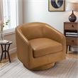 Bryan Modern Genuine Tan Leather Swivel Chair with Comfortable Cushion Seat
