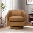 Bryan Modern Genuine Tan Leather Swivel Chair with Comfortable Cushion Seat