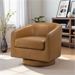 Bryan Modern Genuine Tan Leather Swivel Chair with Comfortable Cushion Seat