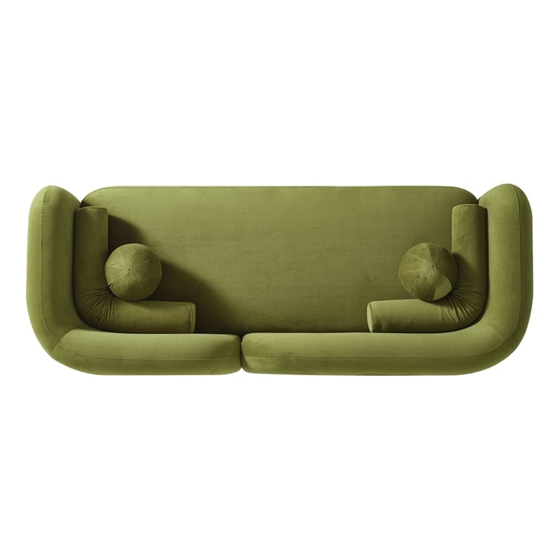 Bodur Japandi Style Luxury Modern Green Velvet Sofa with Stylish Curved Design