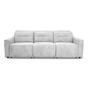Decatur Power Glide Gray Fabric Sofa with USB Charging Ports & Zero Wall Design
