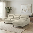 Boone Genuine Leather Sectional Sofa & Chaise with Minimalist Design in Cream