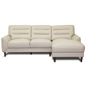 Boone Genuine Leather Sectional Sofa & Chaise with Minimalist Design in Cream