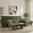 Boone Genuine Green Leather Sectional Sofa & Chaise with Minimalist Design