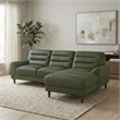Boone Genuine Green Leather Sectional Sofa & Chaise with Minimalist Design
