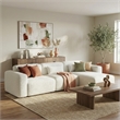 Houma Plush Sand Boucle Fabric 3-Piece Sectional Sofa with Chaise & Pillows
