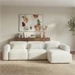 Houma Plush Sand Boucle Fabric 3-Piece Sectional Sofa with Chaise & Pillows