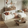 Houma Plush Sand Boucle Fabric 3-Piece Sectional Sofa with Chaise & Pillows