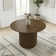Lancelot Round Solid Wood Dining Table with Sculptural Pedestal Base