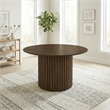 Lancelot Round Solid Wood Dining Table with Sculptural Pedestal Base