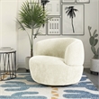 Terre Neutral Sand Fabric Chenille Swivel Barrel Chair for Modern Spaces