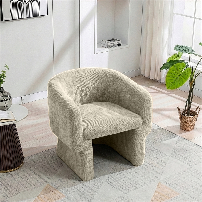 Whittier Contemporary Curved Back Soft Brown Fabric Chenille Lounge Chair