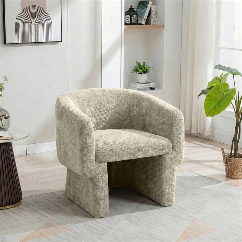 Whittier Contemporary Curved Back Soft Brown Fabric Chenille Lounge Chair