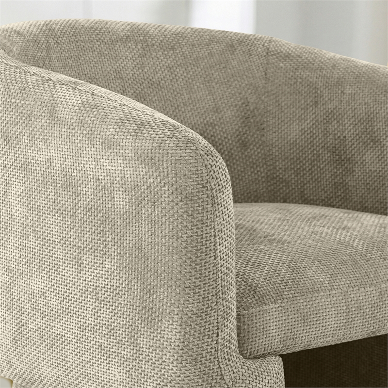 Whittier Contemporary Curved Back Soft Brown Fabric Chenille Lounge Chair