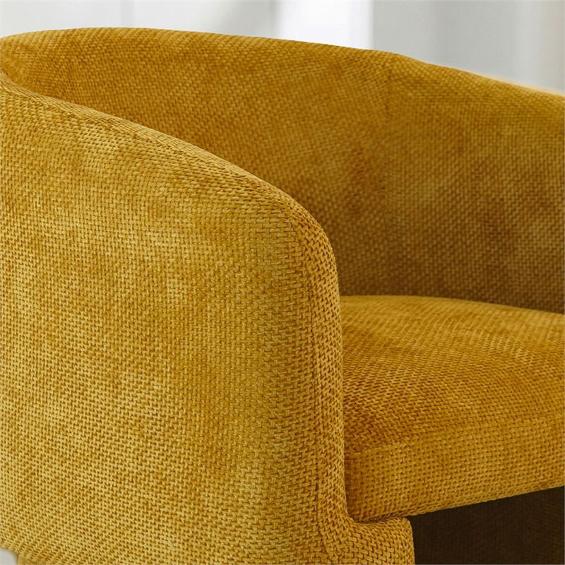 Whittier Contemporary Curved Back Gold Fabric Chenille Lounge Chair