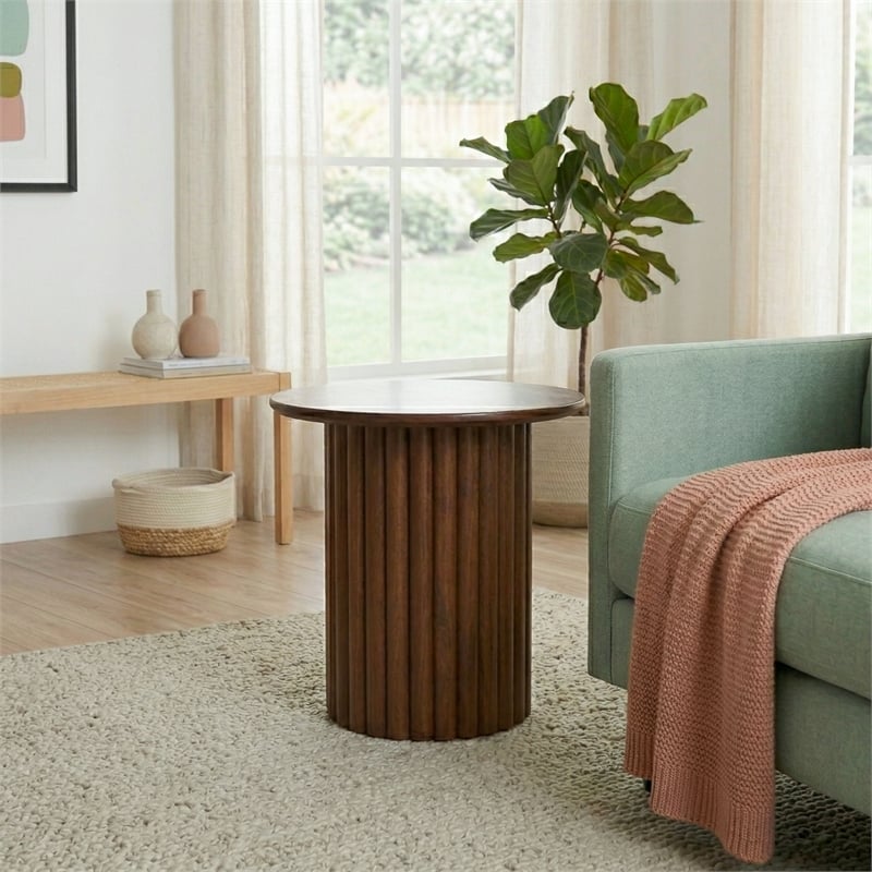 Lancelot Modern Sculptural End Table with Compact Round Design