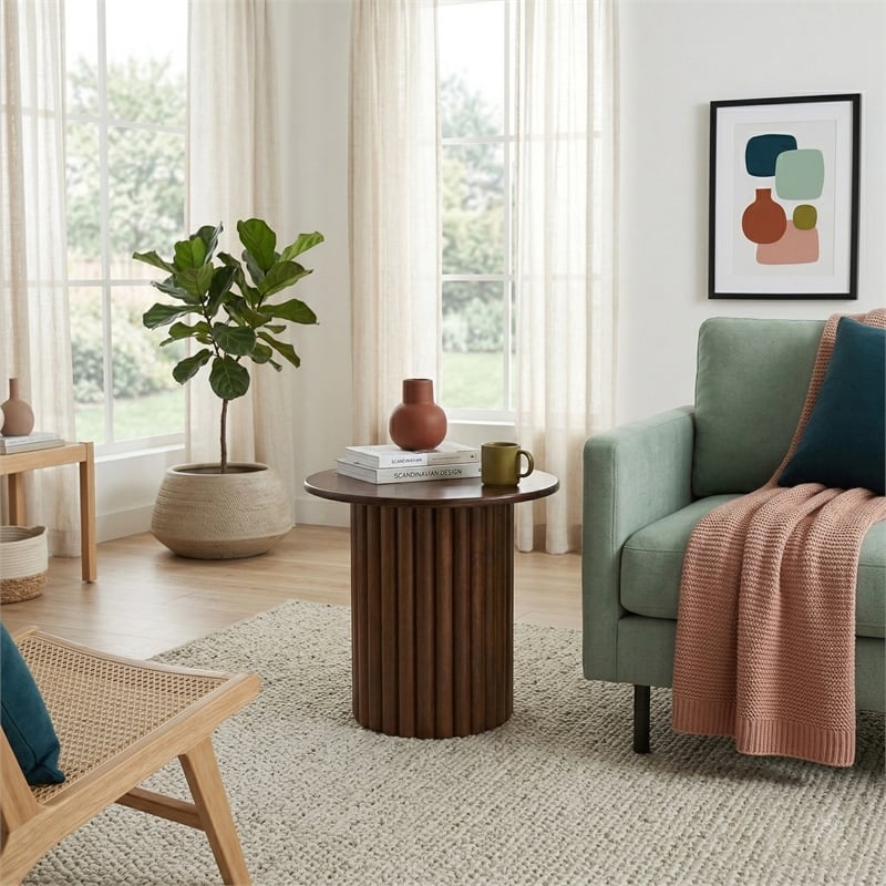 Lancelot Modern Sculptural End Table with Compact Round Design