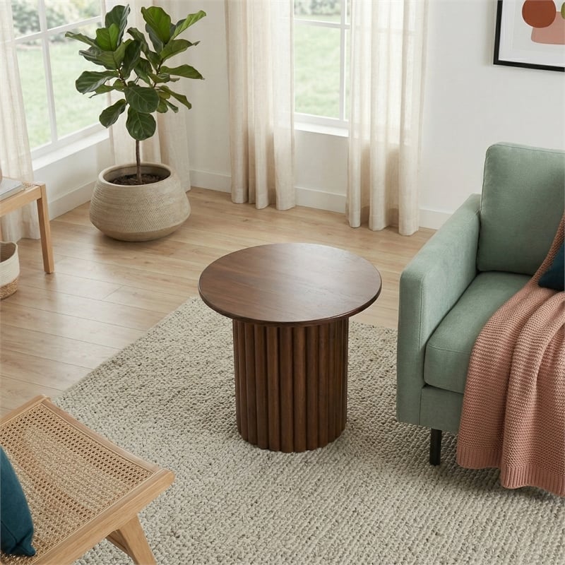 Lancelot Modern Sculptural End Table with Compact Round Design