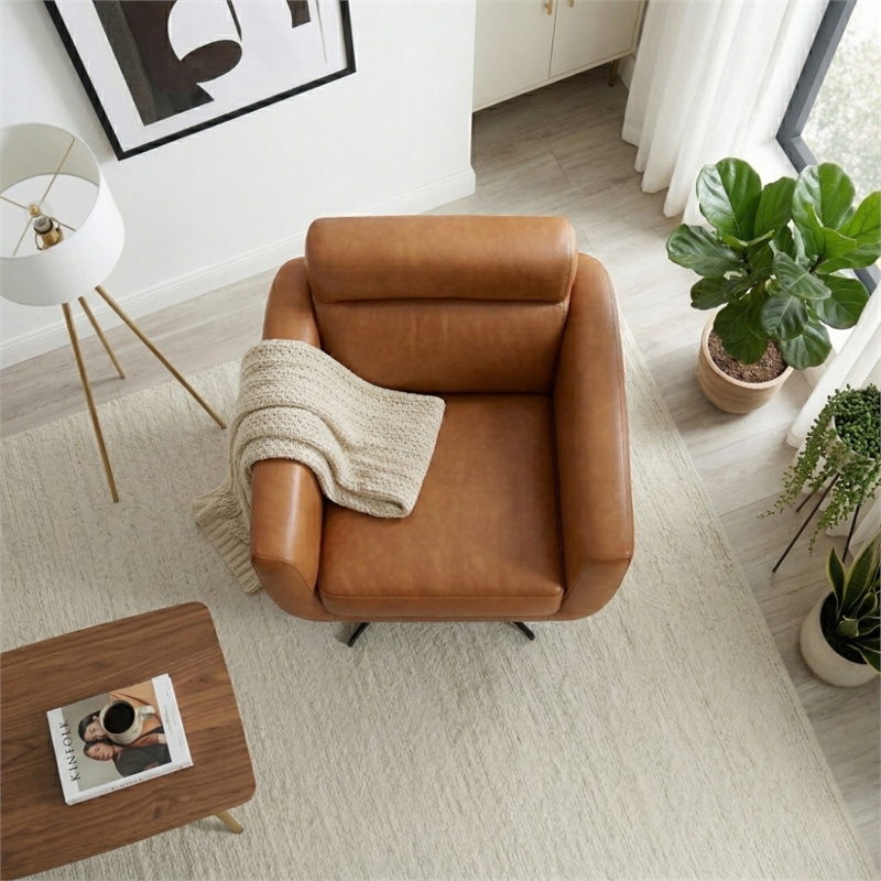 Patara Ergonomic Real Leather Swivel Chair with Adjustable Headrest & Metal Base