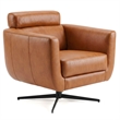 Patara Ergonomic Real Leather Swivel Chair with Adjustable Headrest & Metal Base