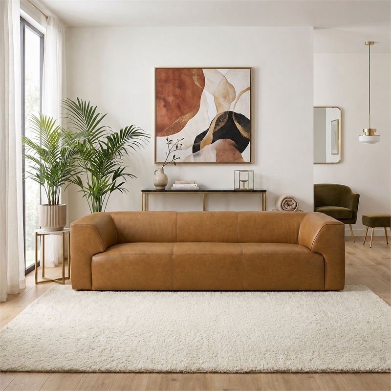 Lexington 3 Seater Premium Leather Sofa with Sleek Minimalist Profile