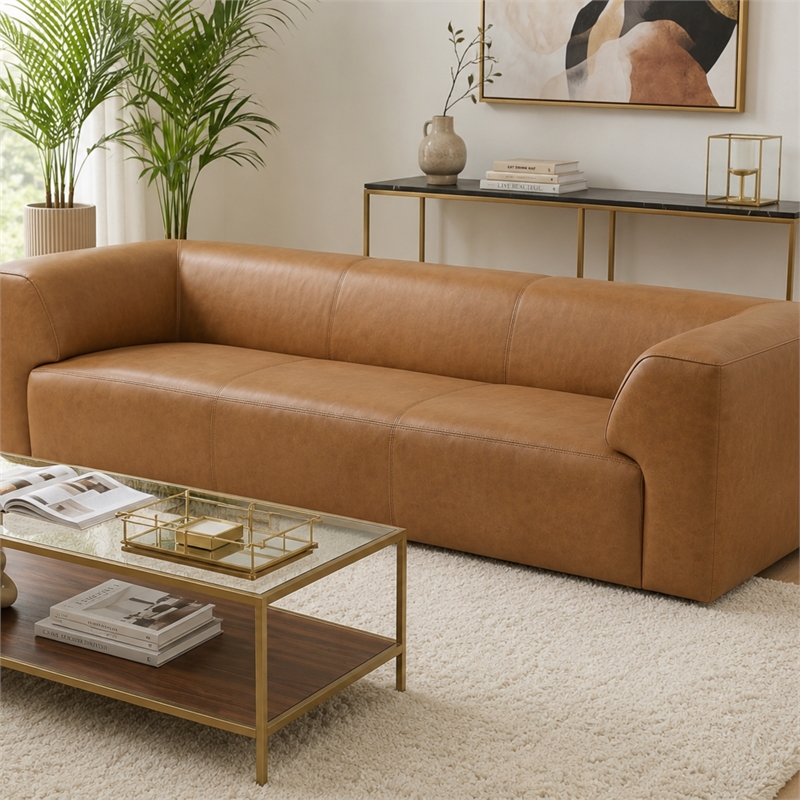 Lexington 3 Seater Premium Leather Sofa with Sleek Minimalist Profile