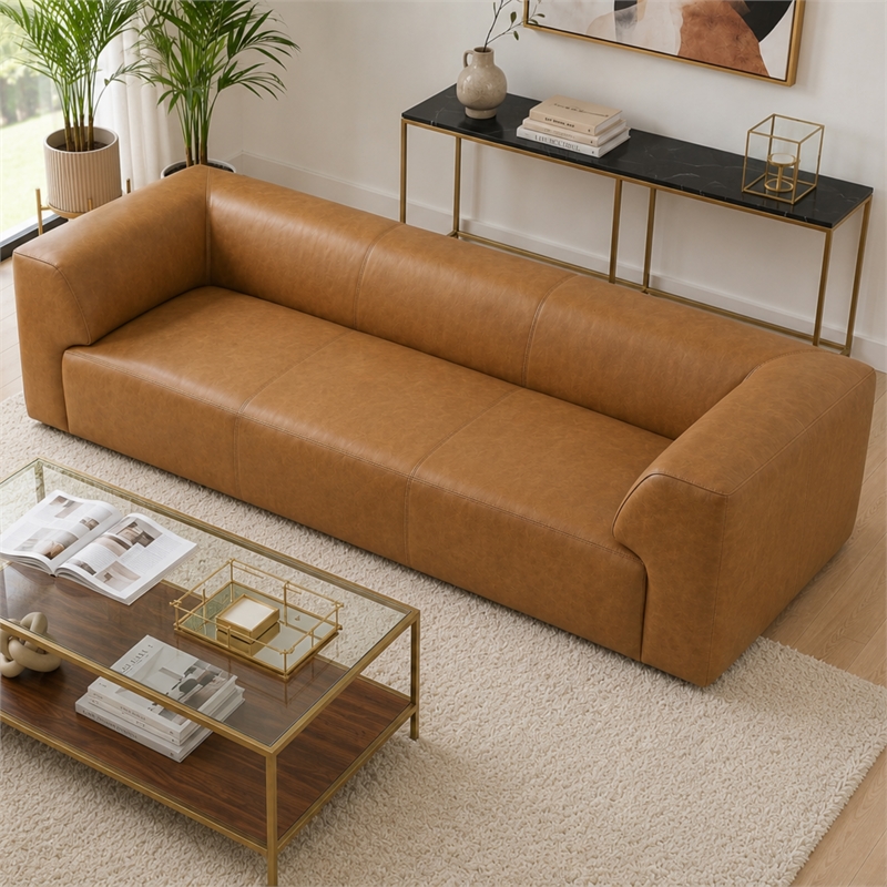 Lexington 3 Seater Premium Leather Sofa with Sleek Minimalist Profile