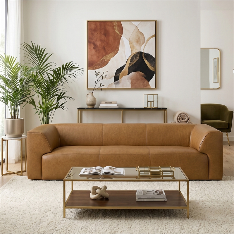 Lexington 3 Seater Premium Leather Sofa with Sleek Minimalist Profile