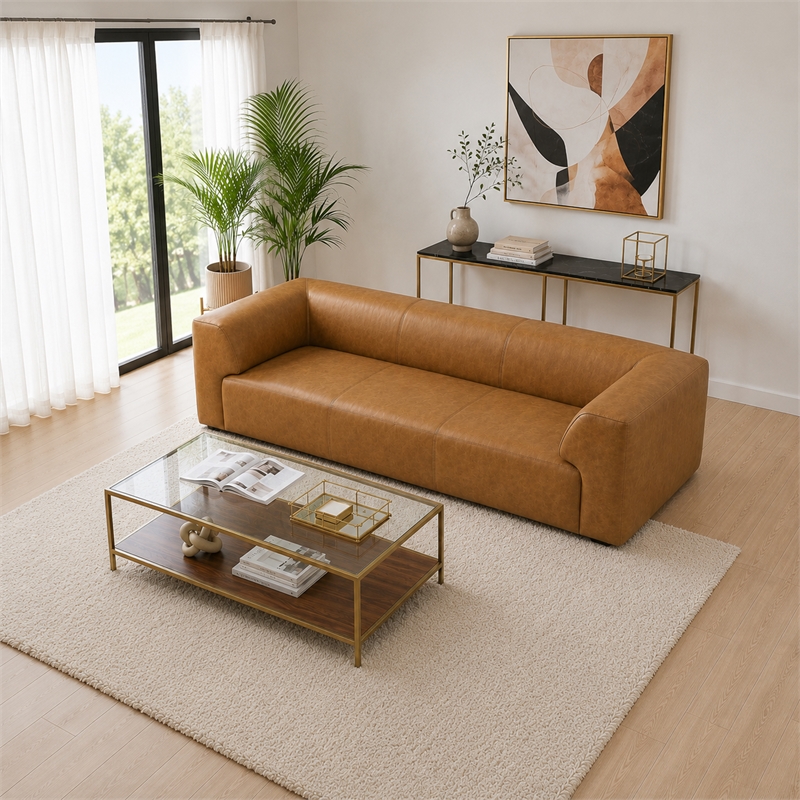 Lexington 3 Seater Premium Leather Sofa with Sleek Minimalist Profile