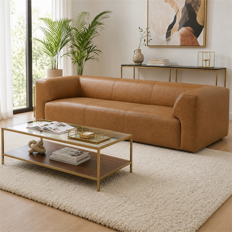 Lexington 3 Seater Premium Leather Sofa with Sleek Minimalist Profile
