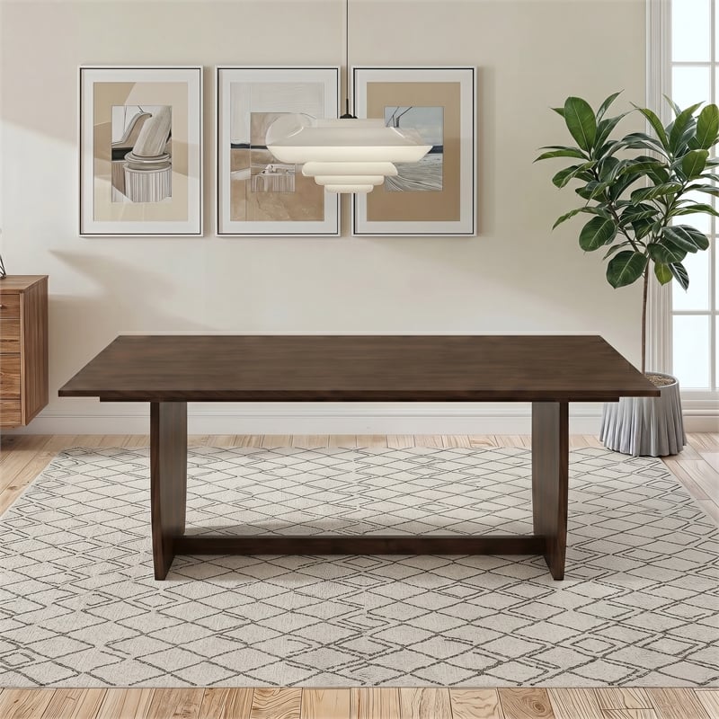 Stanford Modern Rectangular Dining Table with Sculptural Slab Legs in Walnut