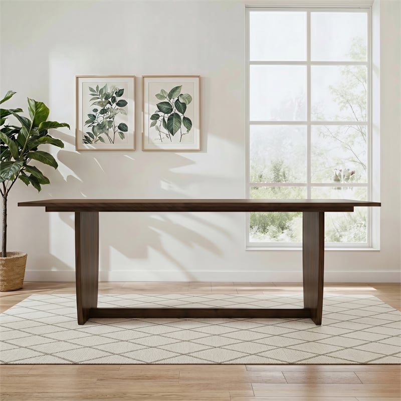 Stanford Modern Rectangular Dining Table with Sculptural Slab Legs in Walnut