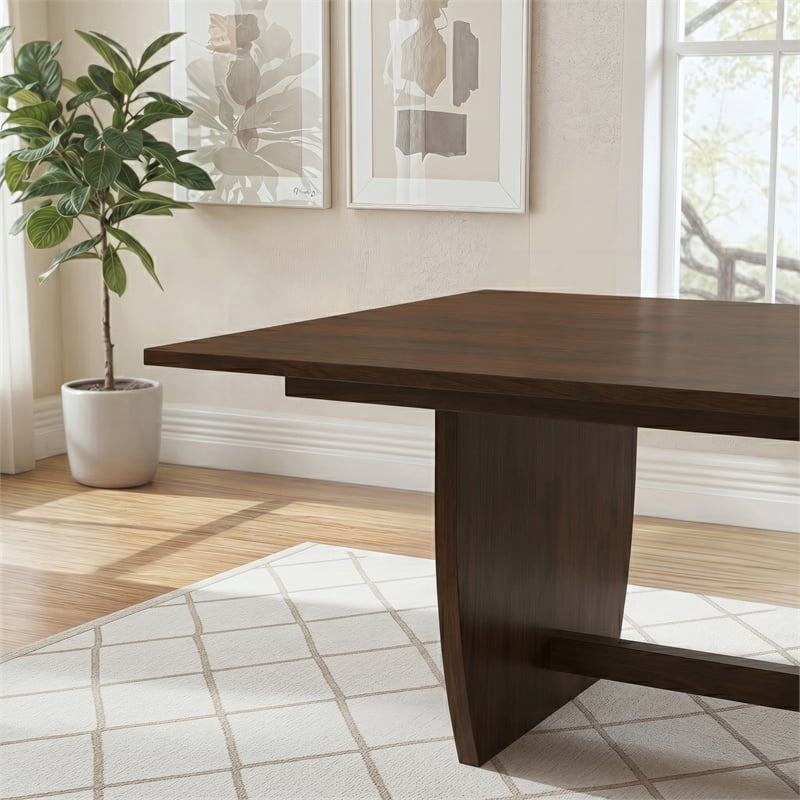 Stanford Modern Rectangular Dining Table with Sculptural Slab Legs in Walnut