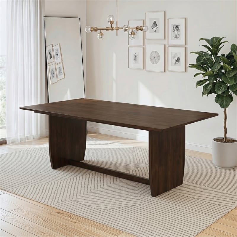 Stanford Modern Rectangular Dining Table with Sculptural Slab Legs in Walnut