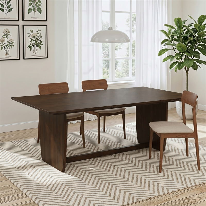 Stanford Modern Rectangular Dining Table with Sculptural Slab Legs in Walnut