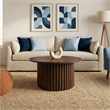 Lancelot Round Solid Wood Coffee Table with Ribbed Pedestal Base