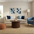 Lancelot Round Solid Wood Coffee Table with Ribbed Pedestal Base