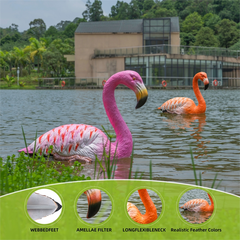 Floating Flamingo Orange&Pink (Set of 2)