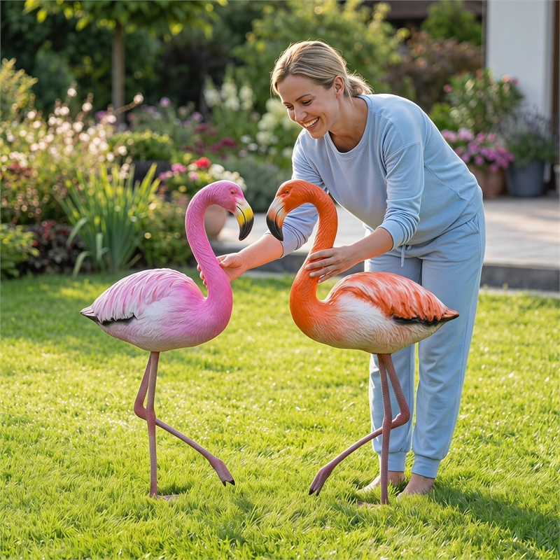 Set of 2 Stading Flamingo Pink& Orange