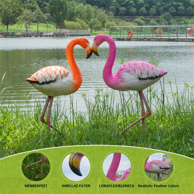 Set of 2 Stading Flamingo Pink& Orange