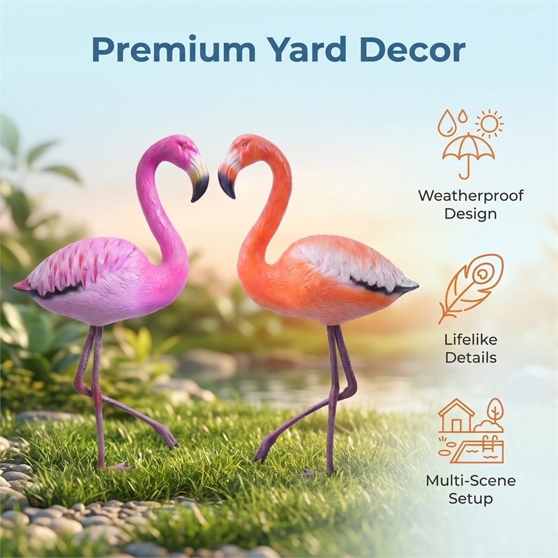 Set of 2 Stading Flamingo Pink& Orange
