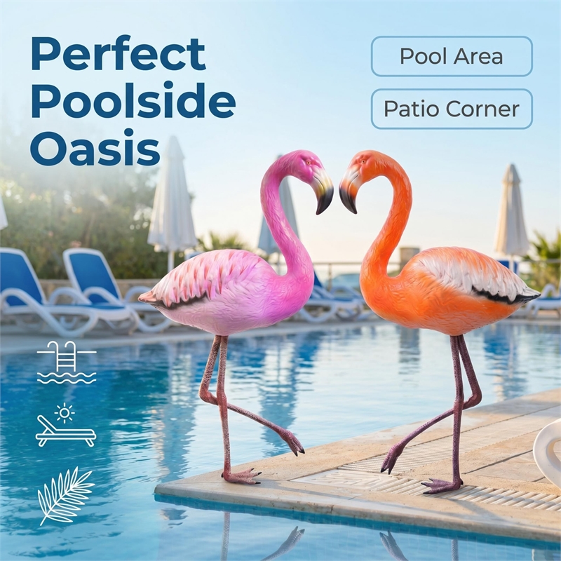 Set of 2 Stading Flamingo Pink& Orange