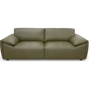 Pittsburgh Luxurious Real Leather Statement Sofa for Modern Homes in Olive Green