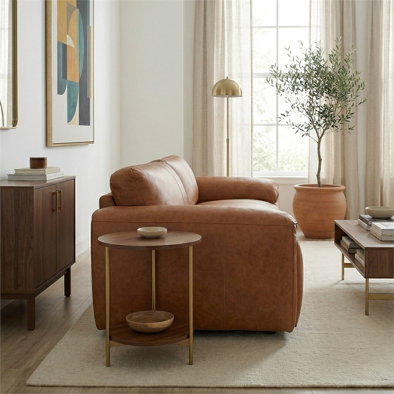 Pittsburgh Luxurious Real Leather Statement Sofa for Modern Homes in Tan