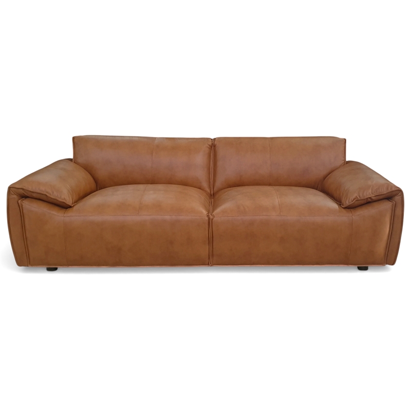 Pittsburgh Luxurious Real Leather Statement Sofa for Modern Homes in Tan