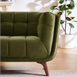 Alosio Mid Century Rectangular Tufted Back Velvet Upholstered Sofa in Olive Green