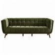 Alosio Mid Century Rectangular Tufted Back Velvet Upholstered Sofa in Olive Green