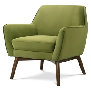 Camille Furniture Style Wide Top Velvet Accent Armchair in Pistacho Green
