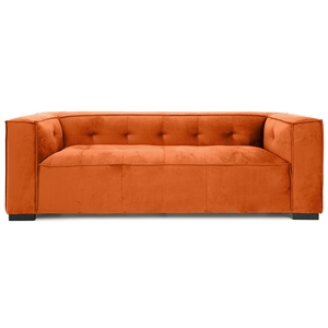 Holland Minimalist Modern Velvet Sofa with Structured Tufted Back in Burnt Orange