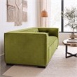 Holland Minimalist Modern Velvet Sofa with Structured Tufted Back in Olive Green